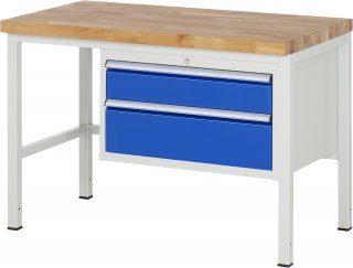 Werkbank höhenverstellbar 8223A1 | B1250xT700xH840-1040mm | 2xSchublade-VA