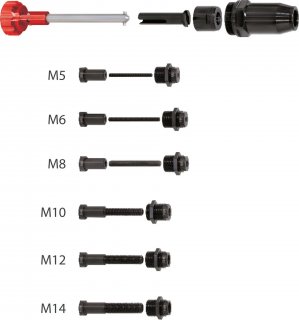 Set aus 6 Zugadaptern mit Gewinde M5 - M14