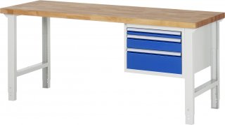 Werkbank höhenverstellbar 7126A1 | B2000xT700xH790-1140mm | 3xSchublade-VA