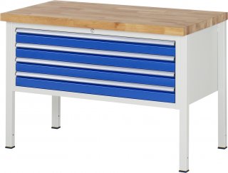 Werkbank höhenverstellbar 8333A2 | B1250xT700xH840-1040mm | 4xSchublade-VA