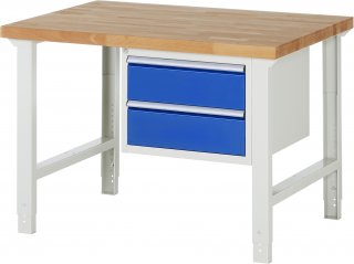 Werkbank höhenverstellbar 7125A1 | B1250xT900xH790-1140mm | 2xSchublade-VA