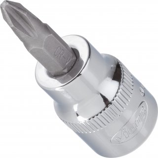 VIGOR Kreuzschlitz Schraubendreher-Einsatz ∙ V2292N ∙ 3/8 Zoll (10 mm) Vierkant hohl ∙ Kreuzschlitz Profil PH ∙ SW PH3