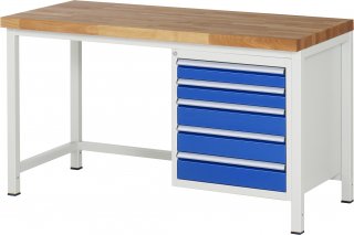 Werkbank höhenverstellbar 8171A1 | B1500xT700xH840-1040mm | 5xSchublade-VA