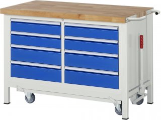 Werkbank mit Fahrgestell 8477 | B1250xT700xH880mm | 8xSchublade-TA