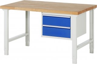 Werkbank höhenverstellbar 7125A1 | B1500xT900xH790-1140mm | 2xSchublade-VA