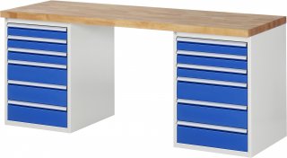 Werkbank 7515A3 | B2000xT700xH890mm | 12xSchublade-VA
