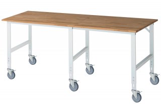 Fahrbarer Arbeitstisch (HV) Tom (6 LR) | B2500xT1000xH910-1230mm | B-Platte-25mm