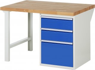 Werkbank 7507A1 | B1250xT900xH890mm | 3xSchublade-VA