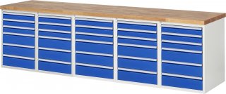 Werkbank 7515A6 | B3000xT700xH890mm | 30xSchublade-VA