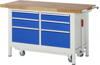 Werkbank mit Fahrgestell 8475 | B1500xT700xH880mm | 6xSchublade-VA