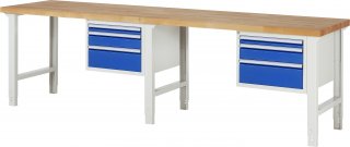 Werkbank höhenverstellbar 7126A1 | B3000xT700xH790-1140mm | 6xSchublade-VA