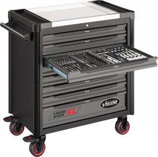 VIGOR Werkstattwagen Series XL ∙ Edelstahl-Arbeitsplatte ∙ leer ∙ V4481-X ∙ L x B x H: 949 mm x 523 mm x 1017 mm
