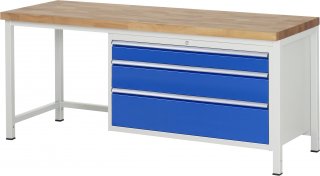 Werkbank höhenverstellbar 8359A1 | B2000xT700xH840-1040mm | 3xSchublade-VA
