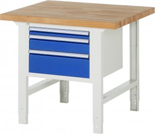 Werkbank höhenverstellbar 7126A1 | B1000xT900xH790-1140mm | 3xSchublade-VA