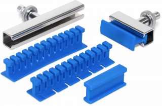 4 BLAUE ZUGLEISTEN MIT METALLSCHIENE