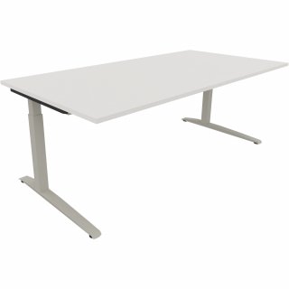 Schreibtisch Kufe Einzels. Quadrat B2000xT1000xH650-850 si/Weiß