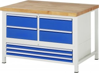 Werkbank höhenverstellbar 8934A2 | B1250xT900xH840-1040mm | 7xSchublade-TA