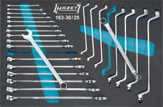 HAZET Ring-Maulschlüssel- / Doppel-Ringschlüssel Satz 163-30/25 ∙ Außen Doppelsechskant Profil | Außen Doppelsechskant-Tractionsp