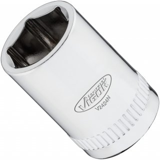 VIGOR Steckschlüsseleinsatz ∙ V2424N ∙ 1/4 Zoll (6,3 mm) Vierkant hohl ∙ Außen Sechskant Profil ∙ SW 12 mm