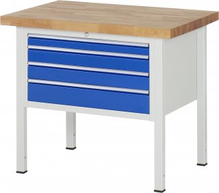 Werkbank höhenverstellbar 8232A2 | B1000xT700xH840-1040mm | 4xSchublade-VA