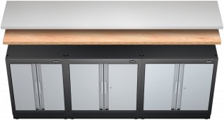 VIGOR Holz-Arbeitsplatte kombiniert ∙ groß ∙ V6000-02404 ∙ L x B x H: 2404 mm x 500 mm x 40 mm