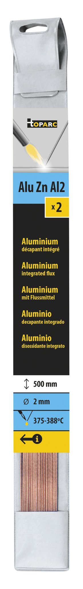 2 umhüllte Alu-Lötstäbe - Ø 2,0 mm - L. 500 mm