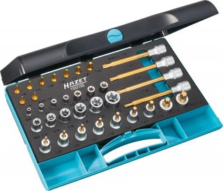 HAZET Werkzeug Satz 1557/35 ∙ 1/4 Zoll (6,3 mm) Vierkant hohl | 1/2 Zoll (12,5 mm) Vierkant hohl ∙ Außen TORX® Profil | Innen TORX