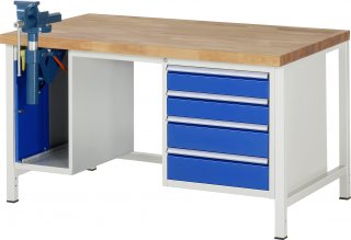 Werkbank höhenverstellbar 8185A1 | B1500xT900xH840-1040mm | 4xSchublade-VA | SSKL