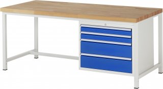 Werkbank höhenverstellbar 8261A1 | B2000xT900xH840-1040mm | 4xSchublade-VA