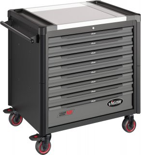VIGOR Werkstattwagen Series XD ∙ extratief ∙ Edelstahl-Arbeitsplatte ∙ leer ∙ V4481-XD ∙ L x B x H: 986 mm x 695 mm x 1017 mm