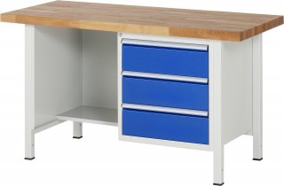 Werkbank höhenverstellbar 8452A2 | B1500xT700xH840-1040mm | 3xSchublade-VA