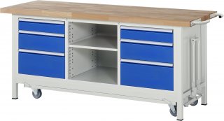 Werkbank mit Fahrgestell 8564 | B2000xT700xH880mm | 6xSchublade-TA