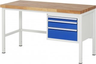 Werkbank höhenverstellbar 8126A1 | B1500xT700xH840-1040mm | 3xSchublade-VA