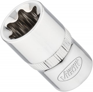 VIGOR T Steckschlüsseleinsatz ∙ V2197N ∙ 1/2 Zoll (12,5 mm) Vierkant hohl ∙ Außen TORX® Profil ∙ SW E20