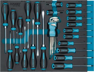 HAZET Schraubendreher Satz 163-141/31N ∙ Kreuzschlitz Profil PH | Innen Sechskant Profil | Schlitz Profil | Innen TORX® Profil ∙ 31