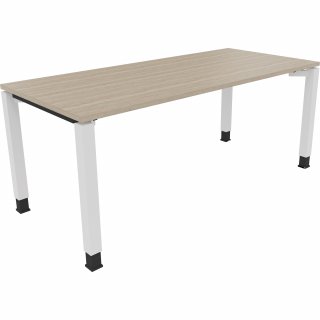 Schreibtisch Vierfuß Quadratrohr B1800xT800xH680-820 ws/Eiche Natur