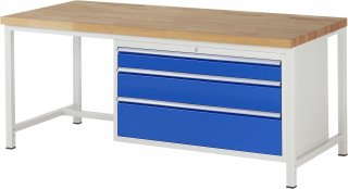 Werkbank höhenverstellbar 8359A1 | B2000xT900xH840-1040mm | 3xSchublade-VA