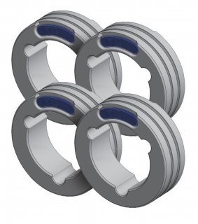 4 Drahtführungsrollen TWIN - Typ F - Ø 0,8/1,0 mm (blau/rot) - Alu