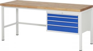 Werkbank höhenverstellbar 8232A1 | B2000xT700xH840-1040mm | 4xSchublade-VA