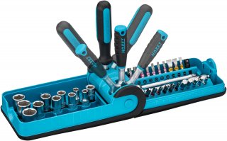 HAZET Steckschlüssel Satz 856-1HP ∙ 1/4 Zoll (6,3 mm) Vierkant hohl | 1/4 Zoll (6,3 mm) Sechskant massiv ∙ Außen Sechskant-Tracti