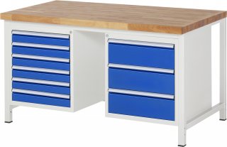 Werkbank höhenverstellbar 8183A1 | B1500xT900xH840-1040mm | 9xSchublade-VA
