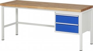 Werkbank höhenverstellbar 8125A1 | B2000xT700xH840-1040mm | 2xSchublade-VA