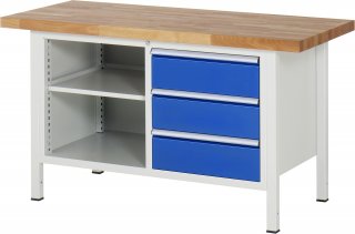 Werkbank höhenverstellbar 8462A2 | B1500xT700xH840-1040mm | 3xSchublade-VA