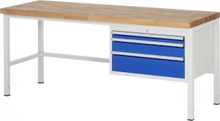 Werkbank höhenverstellbar 8226A1 | B2000xT700xH840-1040mm | 3xSchublade-VA