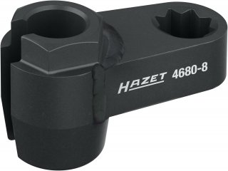 HAZET Abgassonden Einsatz 4680-8 ∙ 1/2 Zoll (12,5 mm) Doppel-Vierkant hohl ∙ Außen Sechskant Profil ∙ SW 17 mm