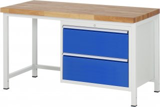 Werkbank höhenverstellbar 8255A1 | B1500xT700xH840-1040mm | 2xSchublade-VA