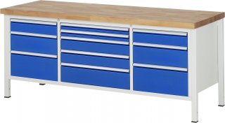 Werkbank höhenverstellbar 8758A2 | B2000xT700xH840-1040mm | 11xSchublade-TA