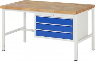 Werkbank höhenverstellbar 8227A1 | B1500xT900xH840-1040mm | 3xSchublade-VA