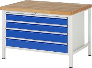 Werkbank höhenverstellbar 8362A2 | B1250xT900xH840-1040mm | 4xSchublade-VA
