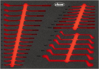 VIGOR Schraubenschlüssel-Einlage ∙ leer ∙ L ∙ V6726N-L ∙ L x B x H: 563 mm x 393 mm x 35 mm